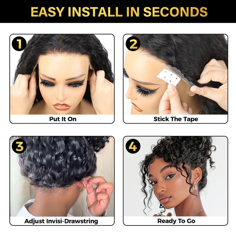 Sale Happening Now: 70% OFF – Pre-Cut Lace Kinky Straight 360 Full Lace Frontal Glueless Wig with a Hidden Adjustable Fit System, Pre-Plucked Human Hair Wig