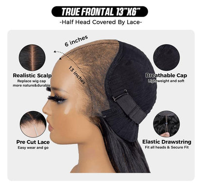 Sale Happening Now: 70% OFF – Pre-Cut Lace Kinky Straight 360 Full Lace Frontal Glueless Wig with a Hidden Adjustable Fit System, Pre-Plucked Human Hair Wig